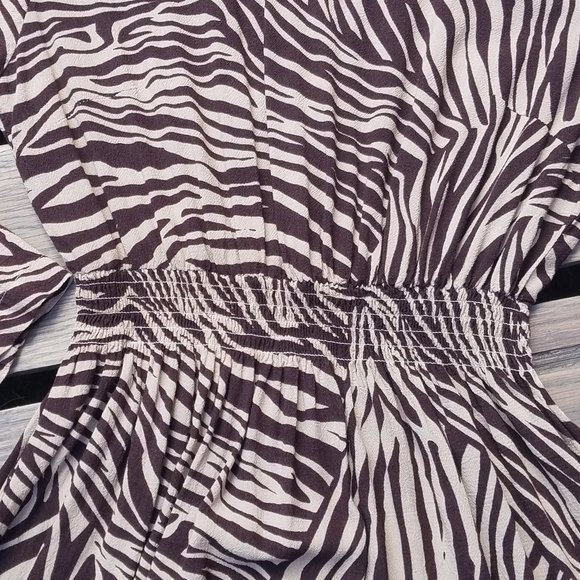 H&M Dress Neutral Brown Zebra Print Fit and Flare - Picture 4 of 15